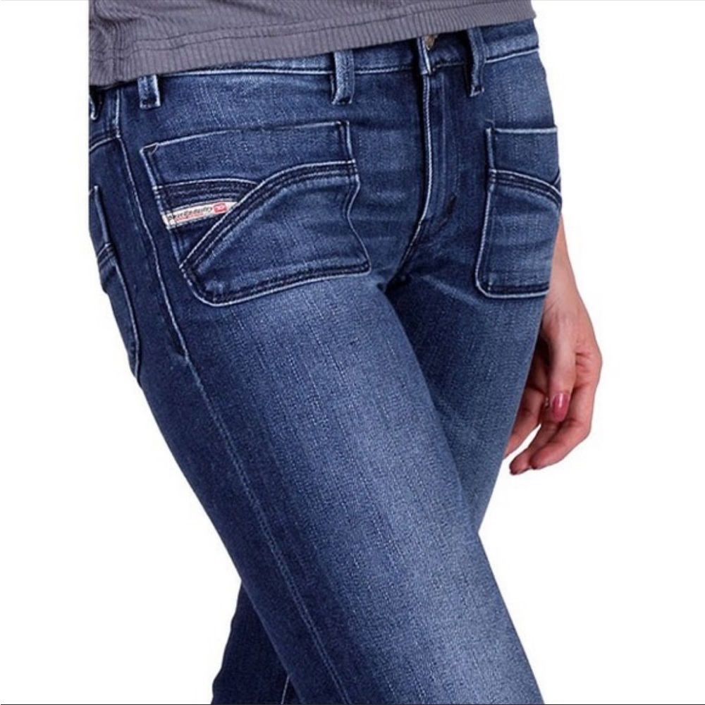 Diesel Wenga Wash 008WW Stretch Distressed Denim Jeans Front Patch Pockets 💙